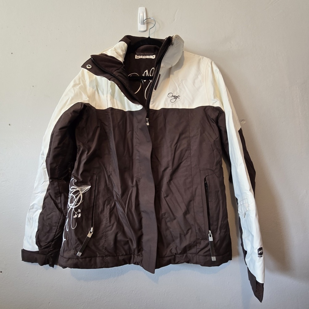 ORAGE Ski Jacket Coat Parka Women's MED Brown‎ White Nylon Snowboard Winter GUC